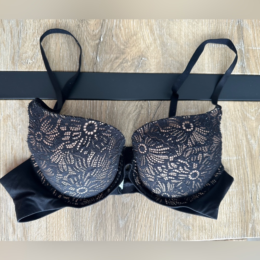 Aerie Real Sunnie Demi Lace Bra – Black | 34B